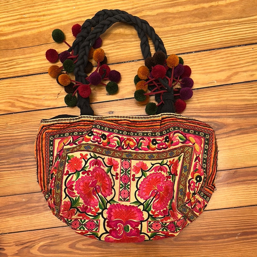 Embroidered Floral Tote Bag